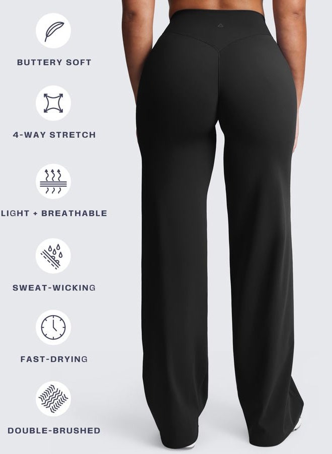 Aoxjox Women's Workout Velura Straight Leg Bottoms Mid-Waist Hidden Srcunch PlushFlex™ Gym Yoga Pants 31"/33"/35" - Image 4