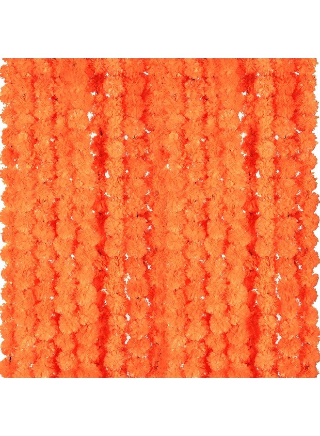 Giegxin 15 Pack Marigold Garland for Decoration 5 ft Long Strands Faux Artificial Marigold Flowers Diwali Indian Wedding Party Mantle Decor for Día de Muertos Pooja Easter(Orange Red) - Image 1