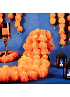 Giegxin Giegxin 15 Pack Marigold Garland for Decoration 5 ft Long Strands Faux Artificial Marigold Flowers Diwali Indian Wedding Party Mantle Decor for Día de Muertos Pooja Easter(Orange Red)  - Image 4