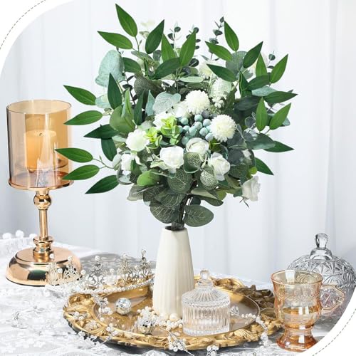 FUNORNAM 40Pcs Italian Ruscus Greenery Stems 18" Artificial Silk Greenery Leaves for DIY Bouquet Filler Table Centerpieces Home Indoor Decor - Image 2