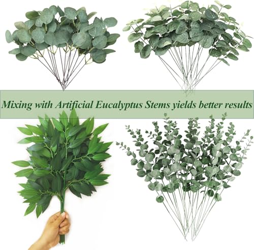 FUNORNAM 40Pcs Italian Ruscus Greenery Stems 18" Artificial Silk Greenery Leaves for DIY Bouquet Filler Table Centerpieces Home Indoor Decor - Image 3