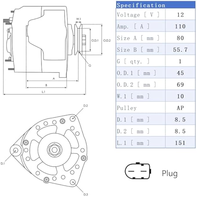 ShenBrala 3040001 F000BL06AF 400-24281 Alternator 12 Volts 110 Amps New for Polaris Brutus 2015-2016, Brutus HD(PTO) Ranger 1000 2015-2018, Ranger HST 2015-2017 and for Bobcat 3400 3400XL 3650 2015-2018 - Image 4