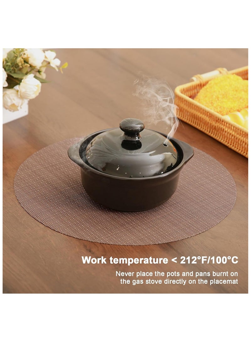 آنا طقم 4 قطع حصير طاولة دائري بقطر 35 سم مصنوع من PVC بتصميم محاكاة الخيزران - مقاوم للبقع ومائي وحراري، مثالي لتناول الطعام في المنزل أو في الهواء الطلق - Image 4