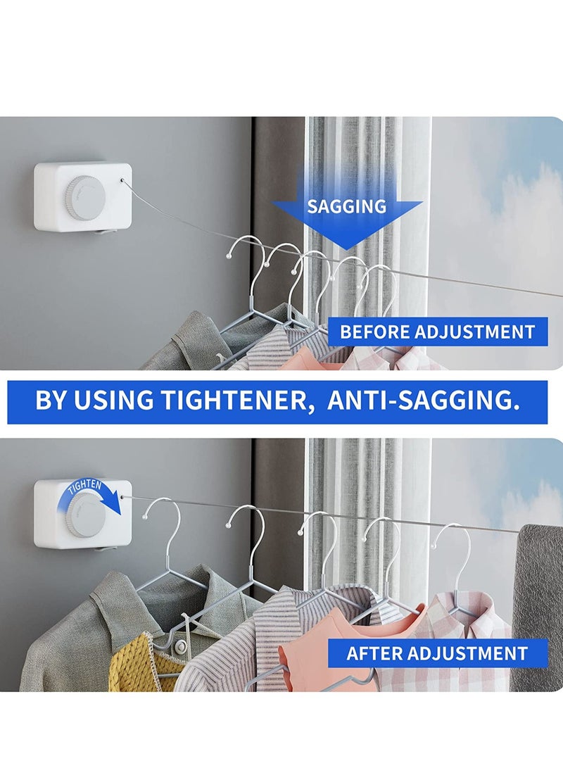 Excefore Retractable Clothesline Indoor Clothes Line Retracting Outdoors Wall Mounted Clothes Line Outdoors Set 13.8 Ft Heavy Duty 50lbs Weight Retractable Laundry Line Space Saving Easy Installation White  - Image 5