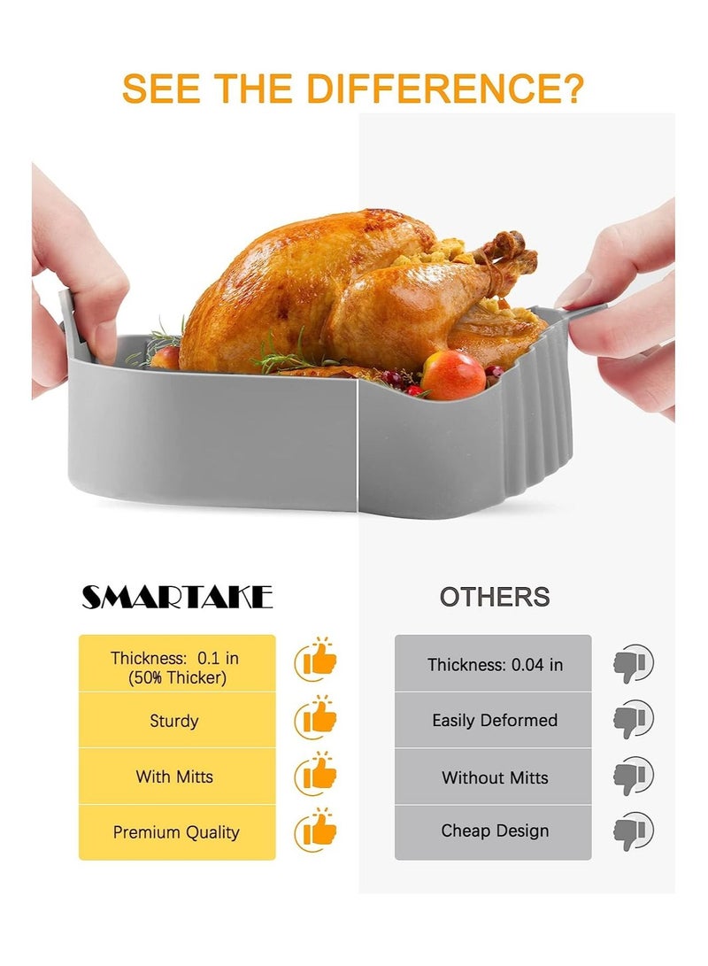Air Fryer Silicone Pot, Easy Cleaning Air fryer Oven Accessories, Replacement of Parchment Paper Liners, Food Safe Reusable Air Fryer Basket, for 6QT or Bigger, Square - 8.1'' X 2.0'', Grey - Image 3