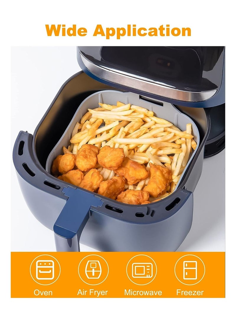 Air Fryer Silicone Pot, Easy Cleaning Air fryer Oven Accessories, Replacement of Parchment Paper Liners, Food Safe Reusable Air Fryer Basket, for 6QT or Bigger, Square - 8.1'' X 2.0'', Grey - Image 4