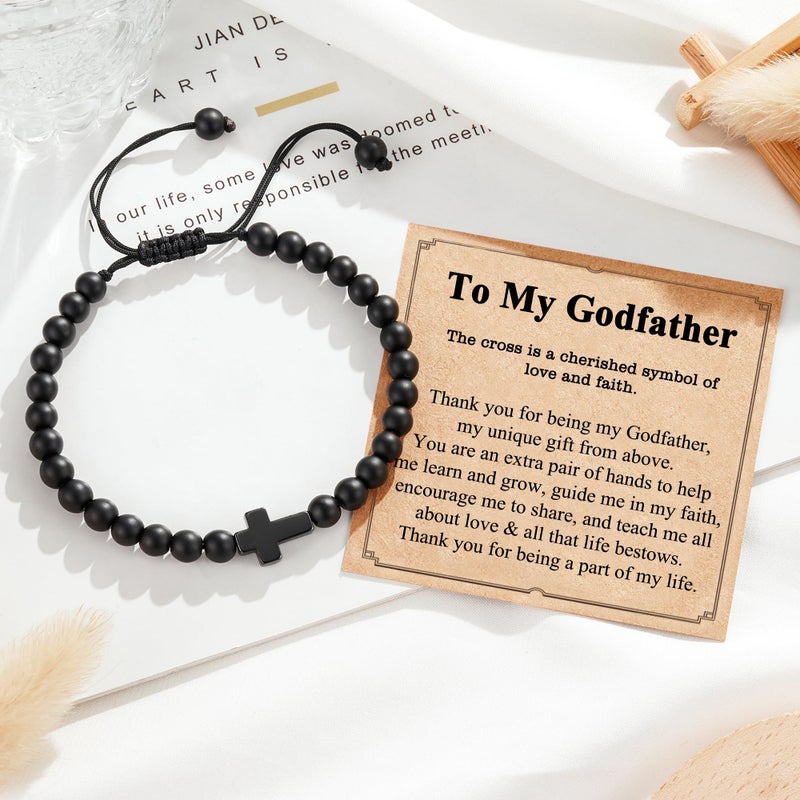 Tarsus Godfather Gifts from Godchild, Godfather Proposal Gifts Cross Bracelet for Men, Religious Catholic Christian Fathers Day - Image 3