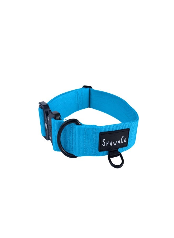 ShawnCo Basecamp Dog Collar- Premium, Adjustable, Heavy-Duty Nylon Tactical Dog Collar with Metal Buckle for Medium and Large Dogs (Oceanic Blue, L) - Image 1
