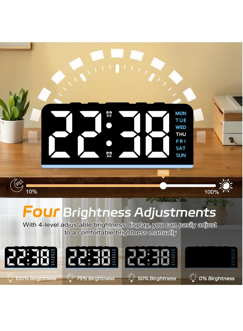 نكومي ساعة منبه رقمية مقاس 6.8 بوصة، ساعة رقمية LED مع إضاءة محيطة، ساعة طاولة بجانب السرير، لغرفة نوم المكتب للأطفال وكبار السن - Image 4