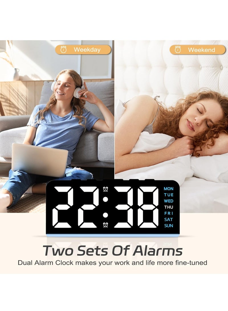 نكومي ساعة منبه رقمية مقاس 6.8 بوصة، ساعة رقمية LED مع إضاءة محيطة، ساعة طاولة بجانب السرير، لغرفة نوم المكتب للأطفال وكبار السن - Image 5