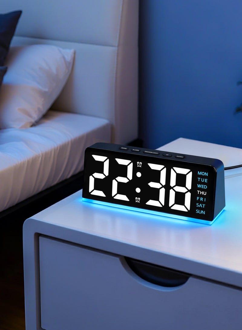 نكومي ساعة منبه رقمية مقاس 6.8 بوصة، ساعة رقمية LED مع إضاءة محيطة، ساعة طاولة بجانب السرير، لغرفة نوم المكتب للأطفال وكبار السن - Image 1