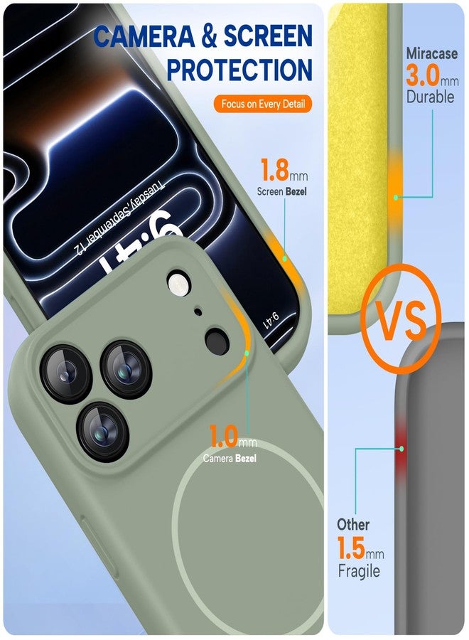 Miracase Magnetic for iPhone 17 Pro Max Case, Compatible with MagSafe, Integrated Silicone Camera Control Cover, 3.0mm Thicken Shockproof Drop Protection Phone Case for 17 ProMax, Patina Green - Image 3