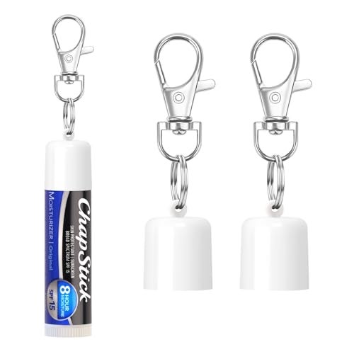 Rolitwils Chapstick Holder Keychain 2 Pcs - Lip Balm Holder for ChapStick Original 0.15oz - Lip Balm Holder with Secure Metal Keyring for Cute Women Gifts/Backpack Accessories - Image 1