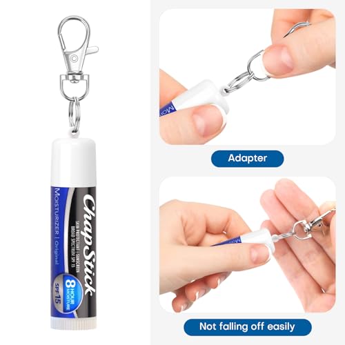 Rolitwils Chapstick Holder Keychain 2 Pcs - Lip Balm Holder for ChapStick Original 0.15oz - Lip Balm Holder with Secure Metal Keyring for Cute Women Gifts/Backpack Accessories - Image 4