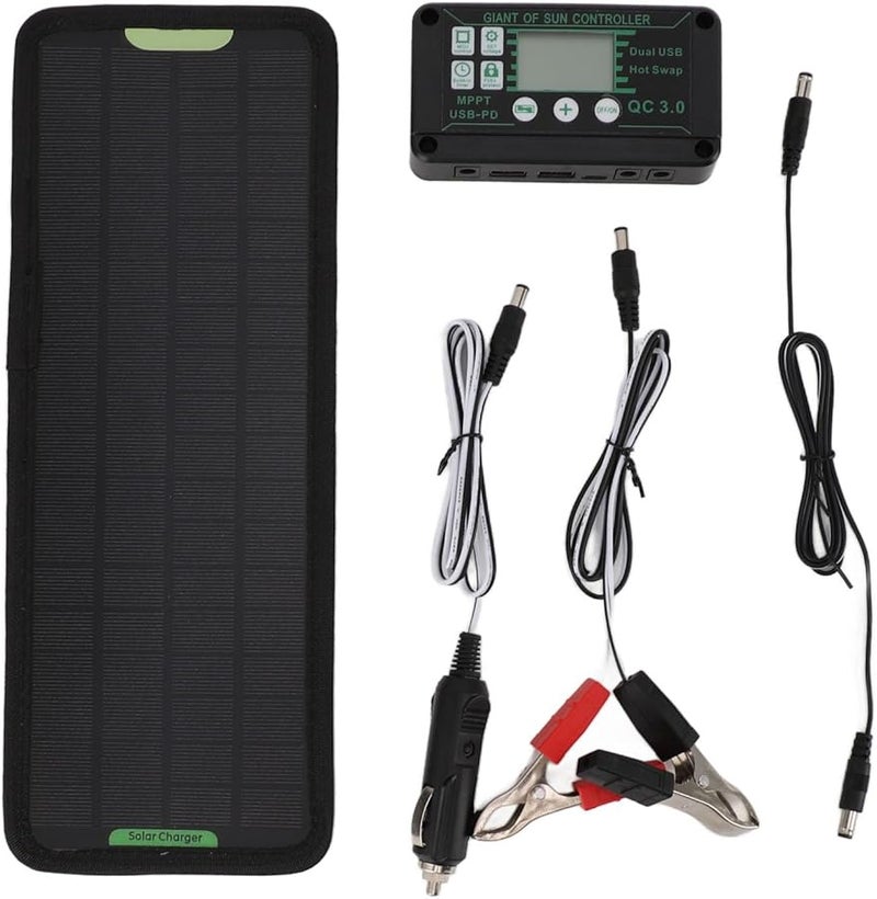 12V 24V Solar Battery Charger Kit Portable Power Supply For Car Motorcycle Marine - Image 2
