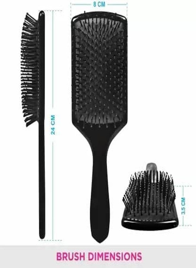 VEDETIC® Premium Collection Combo of 3 Hair Brushes, Great for All Hair Types & Styles, Paddle, Round, Dressing Comb With Sectioning Tail Comb (Steel Handle) For Women, Men - Image 3