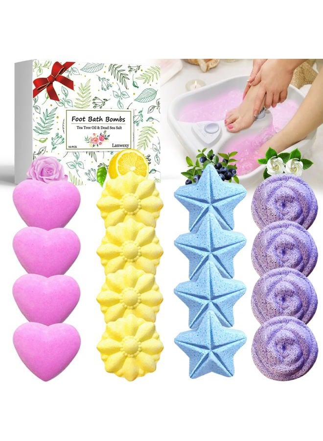 Lanwexy Bath Foot Bombs, 16 Pack Foot Soak with Bath Salt and Tea Tree Oil. Organic Natural Handmade Aroma Pure Essential Oil Bubble Foot Balls for Foot Callus, Dry Cracked, Stubborn Foot Odor Scent. - Image 1