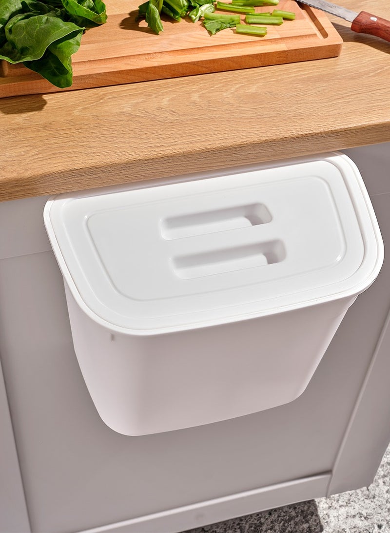 Small Turkish Hanging Trash Can for Kitchen with Lid for Under Sink or Countertop Wall Mounted for Storage Cabinet and Countertop Polypropylene - Image 1