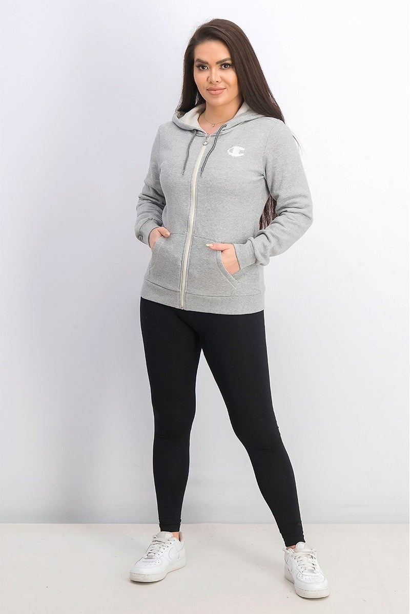 Champion Women Sportwear Fit Long Sleeve Full Zip Hoodies, Grey - Image 3