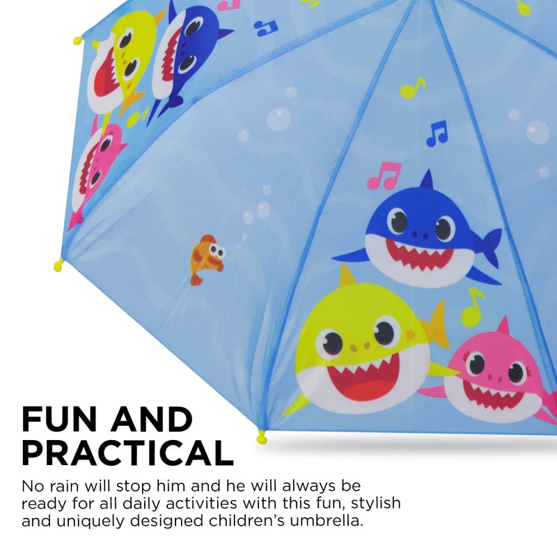 Nickelodeon Boys Umbrella and Poncho Raincoat Set, Baby Shark Boys Rain Wear For Kids 4-5 - Image 4