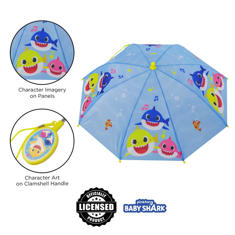 Nickelodeon Boys Umbrella and Poncho Raincoat Set, Baby Shark Boys Rain Wear For Kids 4-5 - Image 3