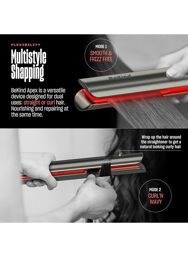 BeKind Apex 2-in-1 Hair Straightener Flat Iron, Straightener and Curler for All Hairstyles, 15s Fast Heating, Temperature Memory, Gift for Girls Women (Galaxy Gray) - Image 4
