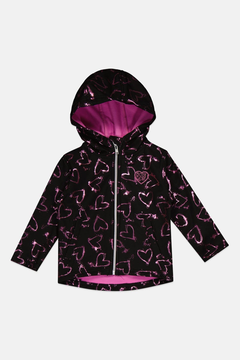 Body Glove Toddlers Girl Graphic Print Jacket, Black - Image 1