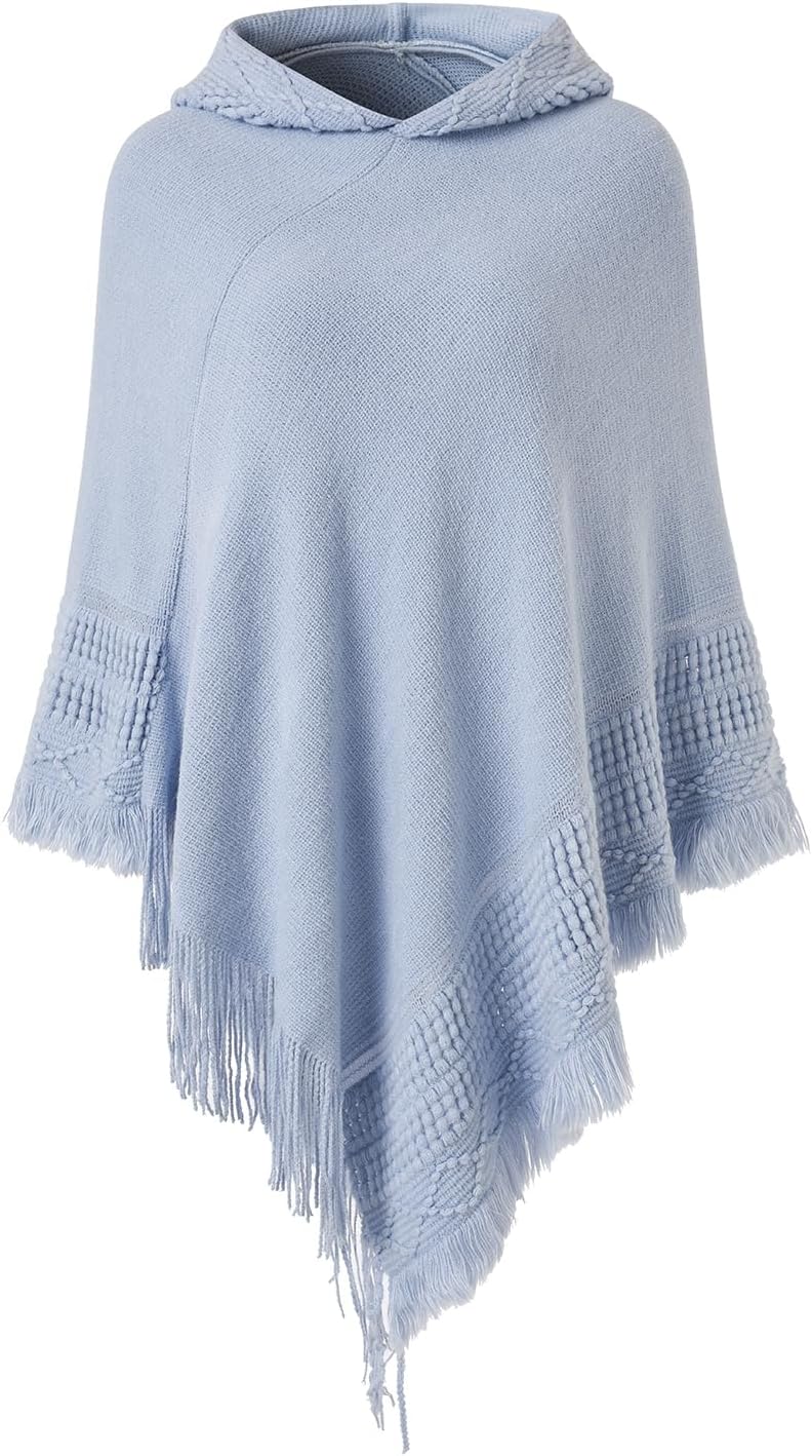 Ferand Ladies' Hooded Cape with Fringed Hem, Crochet Poncho Knitting Patterns for Women - Image 1