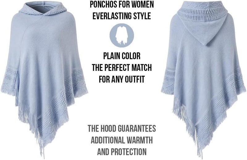 Ferand Ladies' Hooded Cape with Fringed Hem, Crochet Poncho Knitting Patterns for Women - Image 3