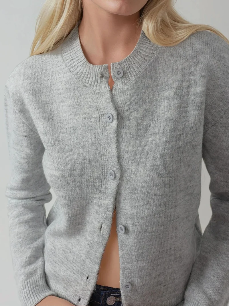 HICCUP Crew Neck Knitwear Soft Touch Cardigan