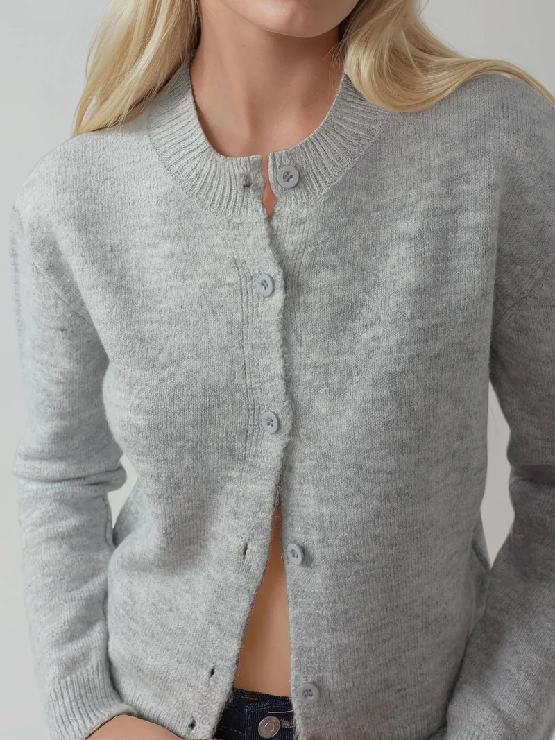 HICCUP Crew Neck Knitwear Soft Touch Cardigan