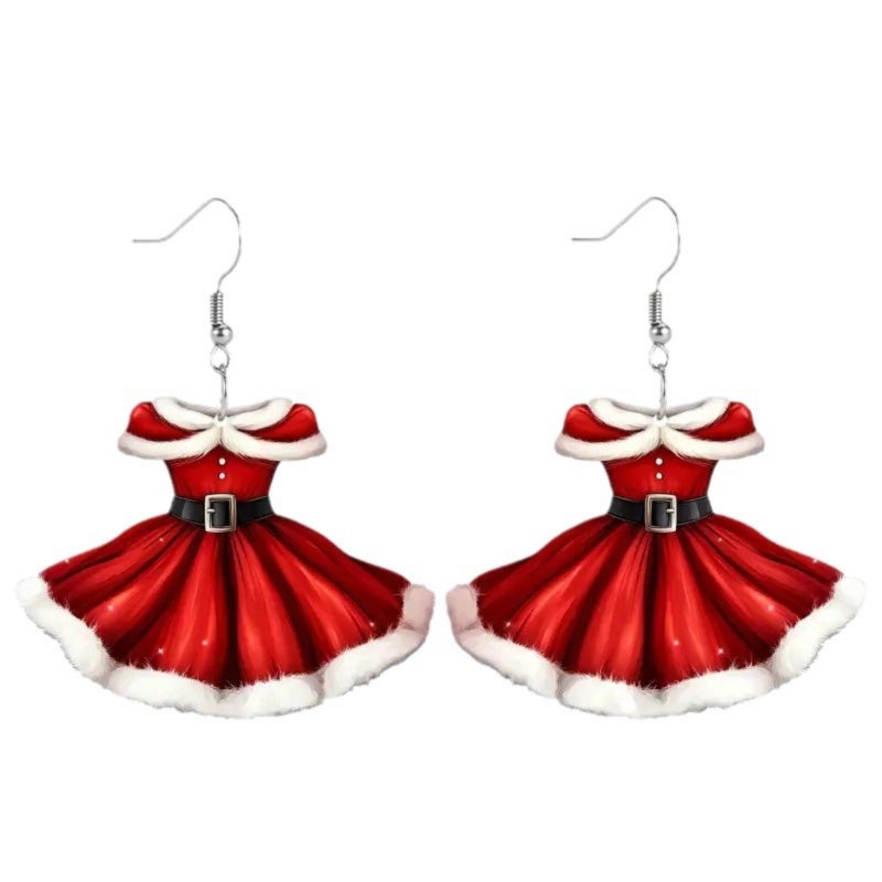 Christmas Hat Earrings Acrylic Santa Hat Jewelry With Wine Glass Detail: Festive Holiday Accessories For Christmas Party And Winter Statement Wear - Image 1