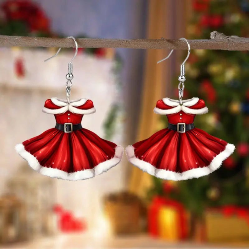 Christmas Hat Earrings Acrylic Santa Hat Jewelry With Wine Glass Detail: Festive Holiday Accessories For Christmas Party And Winter Statement Wear - Image 2