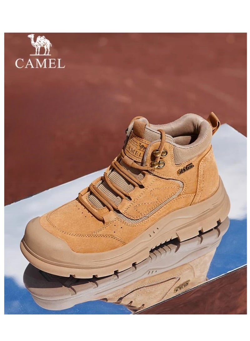 camel New Fashion Boots With High Height, Thick Sole, Anti Slip, Retro High Top, Outdoor Workwear, Martin Boots - Image 1