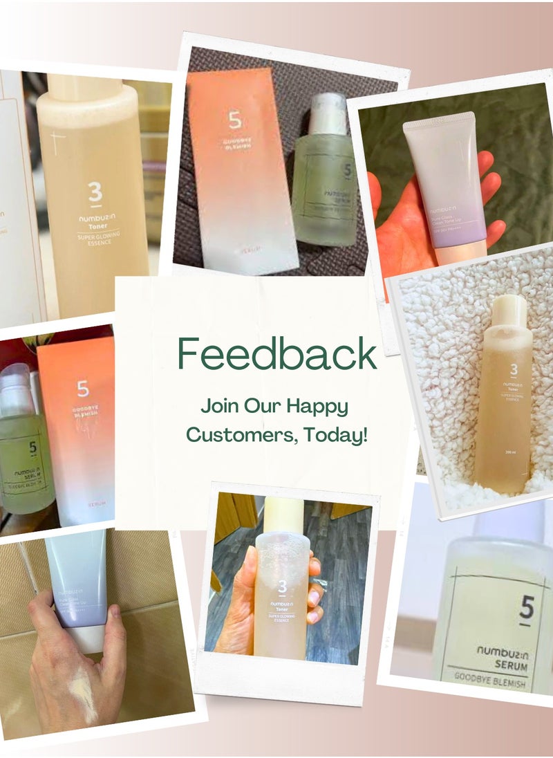 numbuzin Total Skin Renewal System - No.3 Super Glowing Essence Toner, No.5 Goodbye Blemish Serum - No.1 Pure Glass Clean Tone Up  - Image 2
