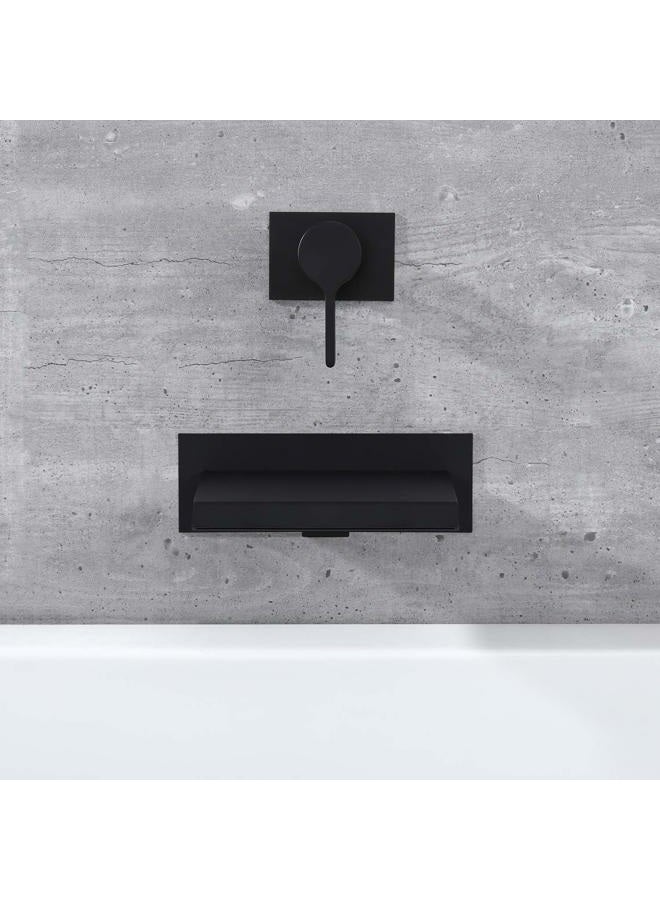 sumerain Wall Mount Bathtub Faucet Black with Waterfall Tub Spout Single Handle with Rough in Valve High Flow - Image 5