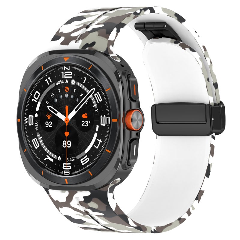 For Samsung Galaxy Watch 7 Ultra Camouflage Magnetic Buckle Silicone Strap Printed Folding Buckle Wristband - Image 1