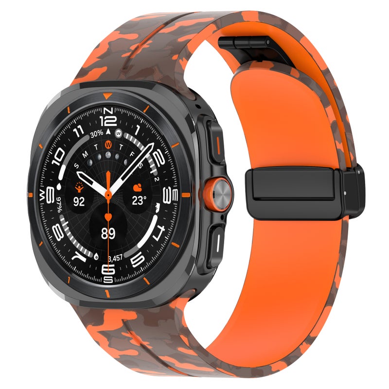 For Samsung Galaxy Watch 7 Ultra Camouflage Magnetic Buckle Silicone Strap Printed Folding Buckle Wristband - Image 5