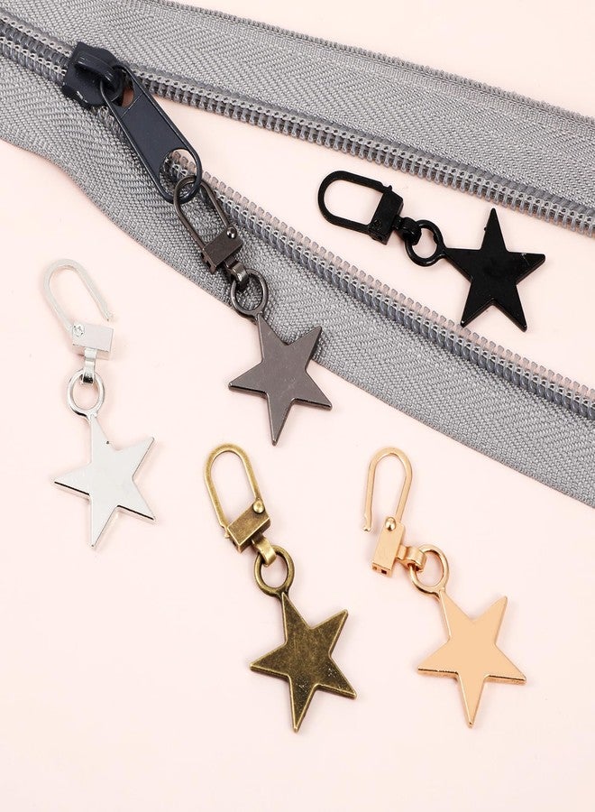 Oruola 10pcs Decorative Zipper Pulls,Replacement Zipper Pull,Star Zipper,Metal Star Zipper Pulls Replacement for Luggage Backpacks Purses Jackets Handbags Keychain DIY Crafts Jewellery Making 5 Colors - Image 5