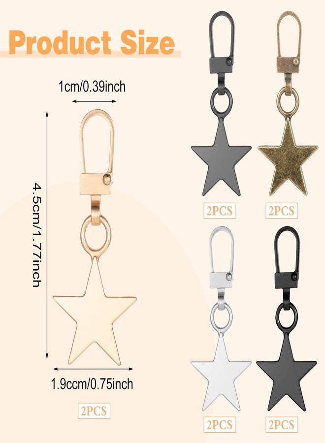 Oruola 10pcs Decorative Zipper Pulls,Replacement Zipper Pull,Star Zipper,Metal Star Zipper Pulls Replacement for Luggage Backpacks Purses Jackets Handbags Keychain DIY Crafts Jewellery Making 5 Colors - Image 2