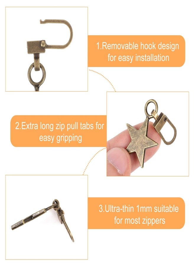 Oruola 10pcs Decorative Zipper Pulls,Replacement Zipper Pull,Star Zipper,Metal Star Zipper Pulls Replacement for Luggage Backpacks Purses Jackets Handbags Keychain DIY Crafts Jewellery Making 5 Colors - Image 4