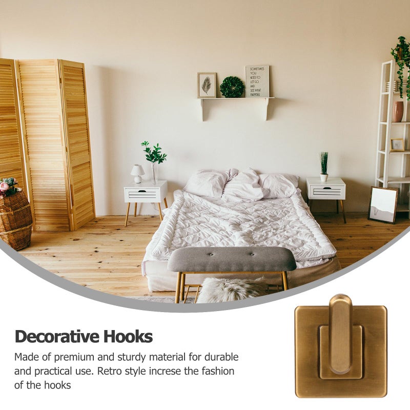 2Pcs Square Base Adhesive Wall Hooks For Towel Robe Storage In Bathroom Kitchen - Image 5