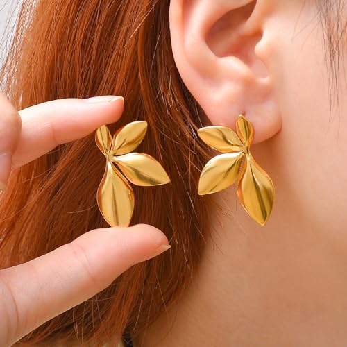 MEENAZ Earrings for Women Girls | Anti tarnish Gold Hoops | Studs | Ear Tops | Trendy | Fancy | Stylish | Aesthetic Jewellery | Accessories for Everyday Wear Ear rings Stainless steel Korean design - Image 2