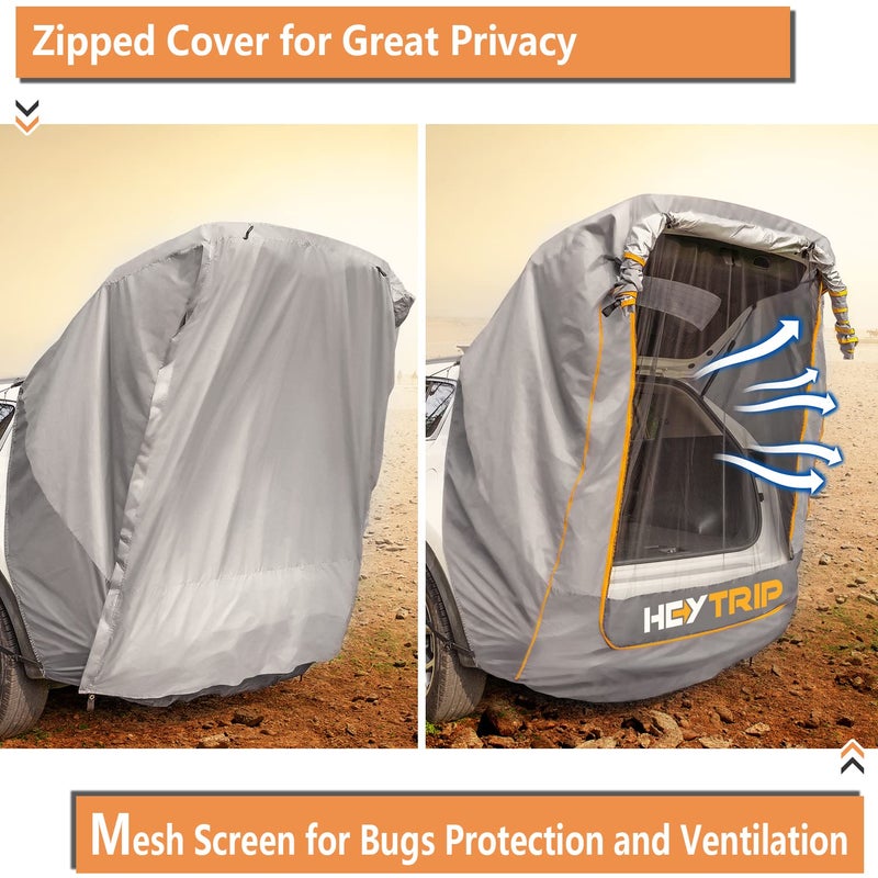 HEYTRIP SUV Tailgate Tent with Awning Shade Waterproof Windproof Hatchback Camping Car Tent, Universal Fit Most SUV/Van/MPV/CUV, Gray - Image 2