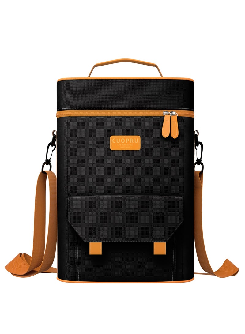 كوبرو حقيبة حمل Cuopru Premium Yerba Mate Kit - طبقة مزدوجة مقاومة للماء وجيبين لزجاجات النبيذ حقيبة محمولة للسفر والنزهة والشاطئ - Image 1