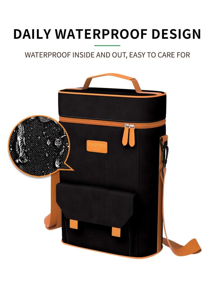 كوبرو حقيبة حمل Cuopru Premium Yerba Mate Kit - طبقة مزدوجة مقاومة للماء وجيبين لزجاجات النبيذ حقيبة محمولة للسفر والنزهة والشاطئ - Image 2