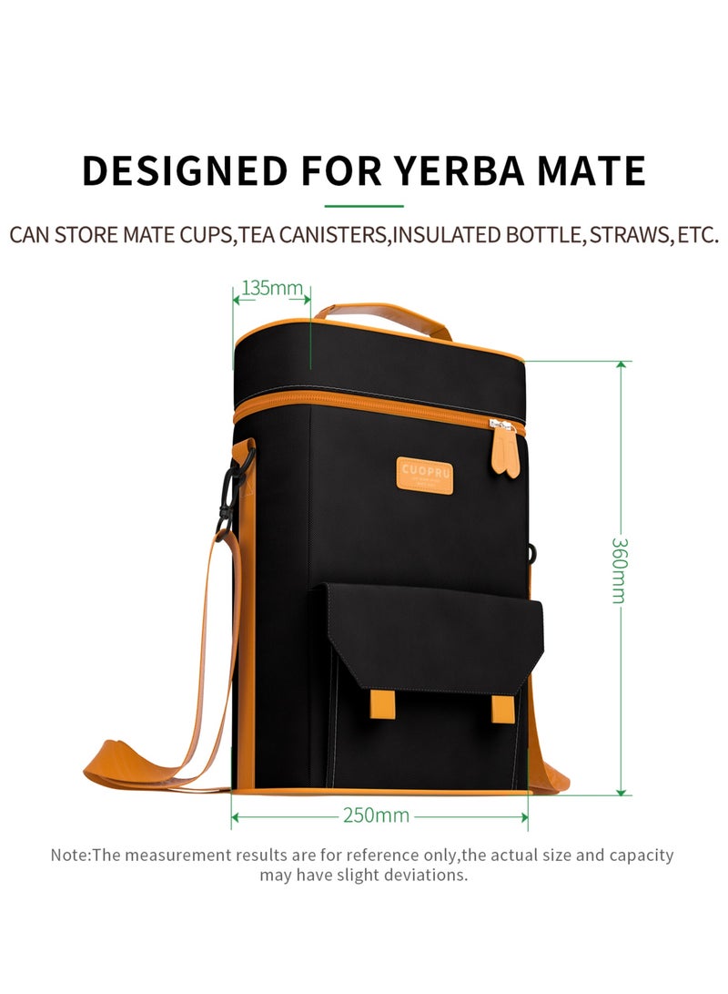 كوبرو حقيبة حمل Cuopru Premium Yerba Mate Kit - طبقة مزدوجة مقاومة للماء وجيبين لزجاجات النبيذ حقيبة محمولة للسفر والنزهة والشاطئ - Image 3