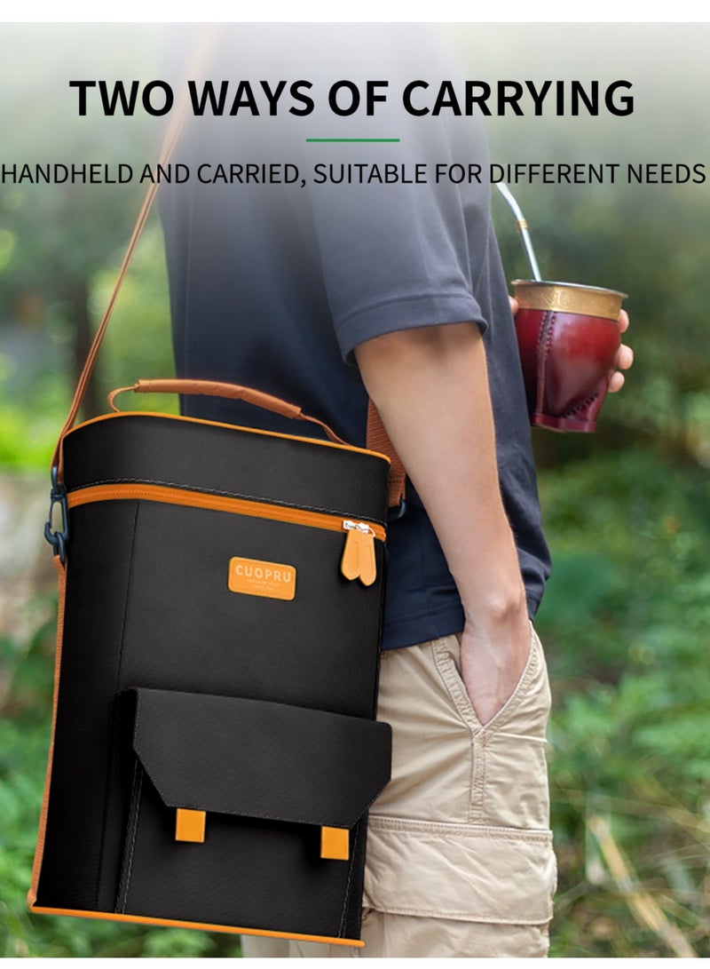 كوبرو حقيبة حمل Cuopru Premium Yerba Mate Kit - طبقة مزدوجة مقاومة للماء وجيبين لزجاجات النبيذ حقيبة محمولة للسفر والنزهة والشاطئ - Image 5
