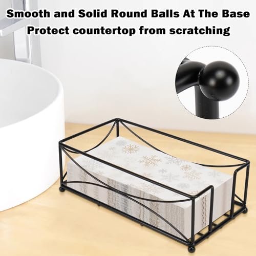 Livabber Guest Napkin Holder, Metal Bathroom Paper Hand Towel Storage Modern Napkin Tray Caddy for Countertop, Table Kitchen, Dinning Room (Black, Metal Base) - Image 4