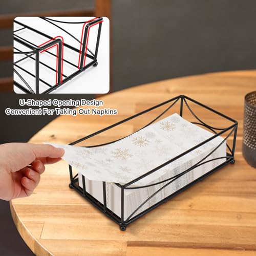 Livabber Guest Napkin Holder, Metal Bathroom Paper Hand Towel Storage Modern Napkin Tray Caddy for Countertop, Table Kitchen, Dinning Room (Black, Metal Base) - Image 5